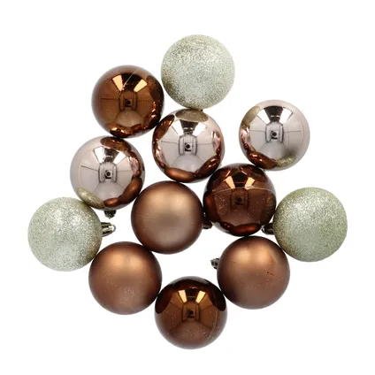 Kunststof Kerstballen 94 stuks - binnen/buiten - Amber, Bruin en zilver 6