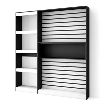 Étagère Bibliothèque, Skraut Home, 170x186x25cm, Blanc et noir