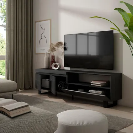 Skraut Home - TV-Meubel, Lowboard, 200x57x35cm, Voor tv's tot 80", Industrieel design 4