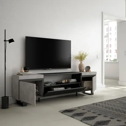 Skraut Home - Meuble TV, Banc Télé, 200x57x35cm, Pour les TV jusqu'à 80", Design industriel 4