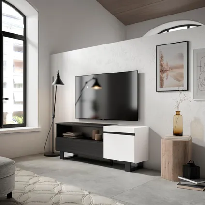 Skraut Home - Meuble TV, Banc Télé, 150x57x35cm, Pour les TV jusqu'à 65", Design industriel 2