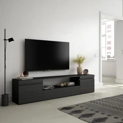 Skraut Home - Meuble TV, Banc Télé, 200x45x35cm, Pour les TV jusqu'à 80", Noirs 2