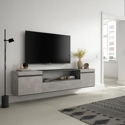 Skraut Home - Meuble TV, Banc Télé, 200x45x35cm, Pour les TV jusqu'à 80", Suspendu, Mural 2