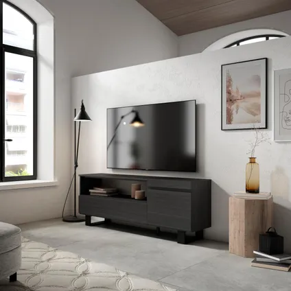 Skraut Home - Meuble TV, Banc Télé, 150x57x35cm, Pour les TV jusqu'à 65", Design industriel 2