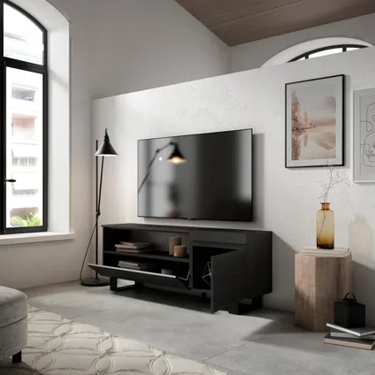 Skraut Home - Meuble TV, Banc Télé, 150x57x35cm, Pour les TV jusqu'à 65", Design industriel 4