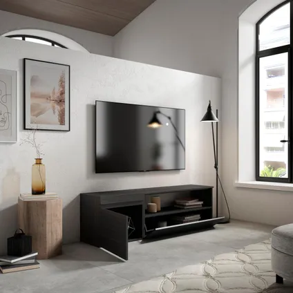 Skraut Home - TV-Meubel, Lowboard, 150x45x35cm, Voor tv's tot 65", Zwart 4