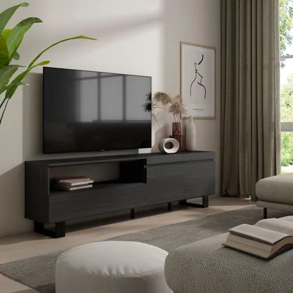 Skraut Home - Meuble TV, Banc Télé, 200x57x35cm, Pour les TV jusqu'à 80", Design industriel 2