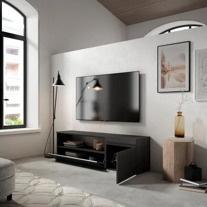 Skraut Home - TV-Meubel, Lowboard, 150x45x35cm, Voor tv's tot 65", Zwart 4