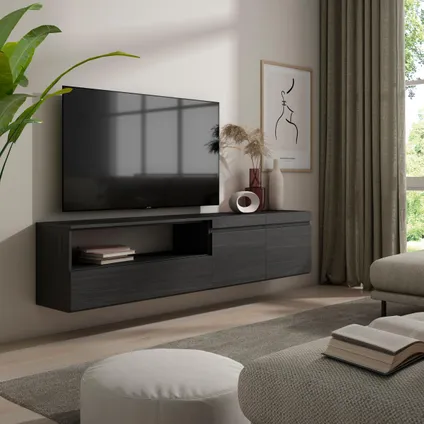 Skraut Home - TV-Meubel, Lowboard, 200x45x35cm, Voor tv's tot 80", Hangend 2