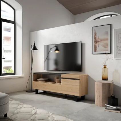 Skraut Home - TV-Meubel, Lowboard, 150x57x35cm, Voor tv's tot 65", Industrieel design 2