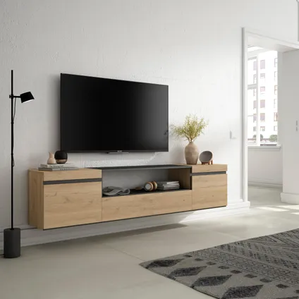 Skraut Home - TV-Meubel, Lowboard, 200x45x35cm, Voor tv's tot 80", Hangend 2