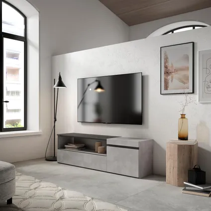 Skraut Home - TV-Meubel, Lowboard, 150x45x35cm, Voor tv's tot 65", Cement 2