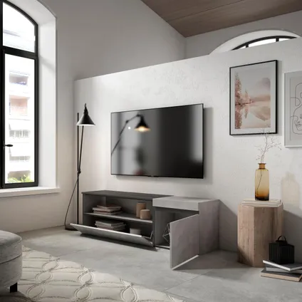 Skraut Home - TV-Meubel, Lowboard, 150x45x35cm, Voor tv's tot 65", Cement 4
