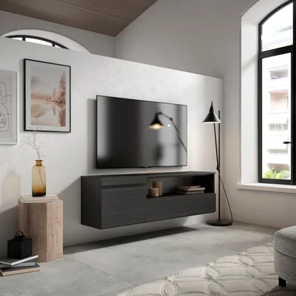 Skraut Home - TV-Meubel, Lowboard, 150x45x35cm, Voor tv's tot 65", Hangend 2