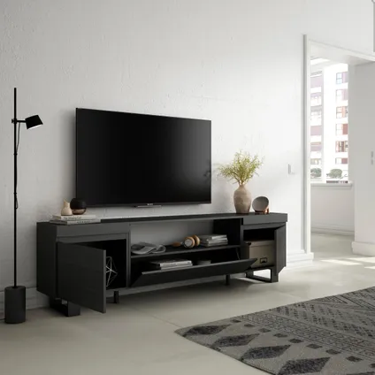 Skraut Home - Meuble TV, Banc Télé, 200x57x35cm, Pour les TV jusqu'à 80", Design industriel 4