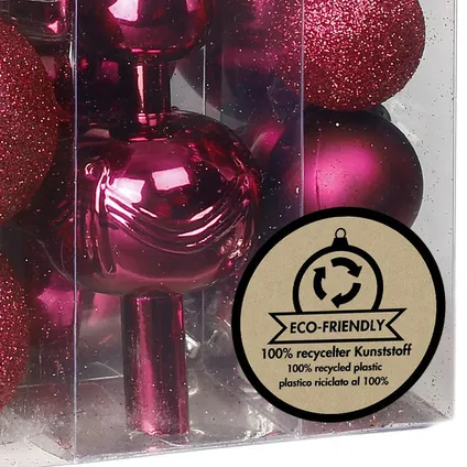 Inge Christmas kerstballen -39-dlg- roze - kunststof - met piek 2