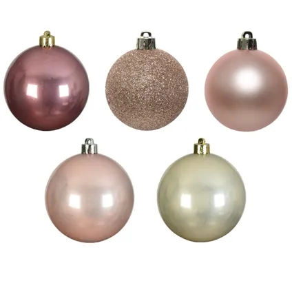 Decoris kerstballen -30x - roze/champagne - 6 cm - kunststof 3