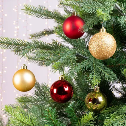 Decoris Kerstballen - 30ST - goud en rood - kunststof - 6 cm 2