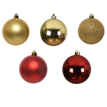 Decoris Kerstballen - 30ST - goud en rood - kunststof - 6 cm 3