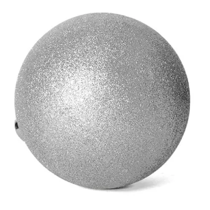 Gerimport Kerstballen - 12ST - zilver - kunststof - glitter - D6cm 4