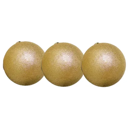Gerimport Kerstballen - 8 stuks - goud - kunststof - glitters - D3 cm 3