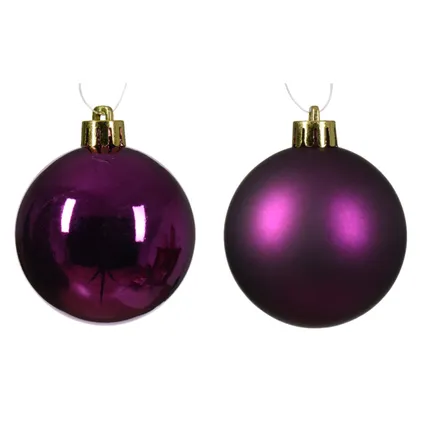 Decoris kerstballen - 12x -paars 6 cm -kunststof 3