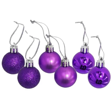 Gerimport Kerstballen - 8 stuks - paars - kunststof - mat/glans/glitter - D3 cm 4