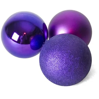 Gerimport Kerstballen - 6 stuks - paars - kunststof - mat/glans/glitter - D4 cm 4