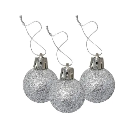 Gerimport Kerstballen - 8 stuks - zilver - kunststof - glitters - D3 cm 3