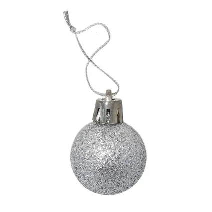 Gerimport Kerstballen - 8 stuks - zilver - kunststof - glitters - D3 cm 4