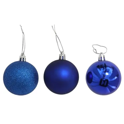 Gerimport Kerstballen - 12ST - blauw - mat/glans/glitter - D6 cm 2