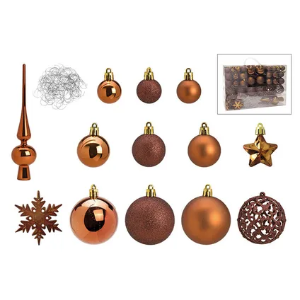 Wurm Kerstballen met piek - 111st - kunststof - bruin - 3-4-6 cm 3