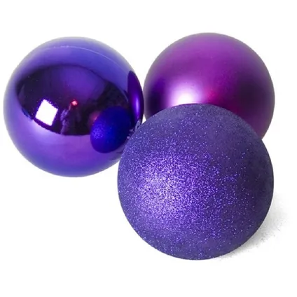 Gerimport Kerstballen - 6 stuks - paars - kunststof - mat/glans/glitter - D8 cm 4