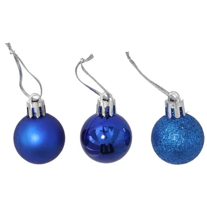 Gerimport Kerstballen - 8 stuks - blauw - kunststof - mat/glans/glitter - D3 cm 4