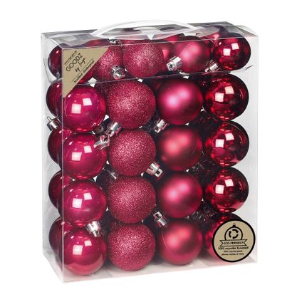 Inge Christmas kerstballen - 44x st- bessen roze - kunststof - mix