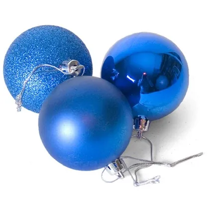 Gerimport Kerstballen - 16 stuks - blauw - kunststof - mat/glans/glitter - D5 cm 4