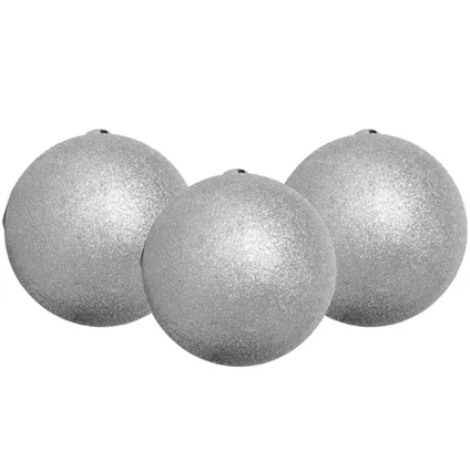 Gerimport Kerstballen - 6 stuks - zilver - kunststof - glitters - D4 cm 3