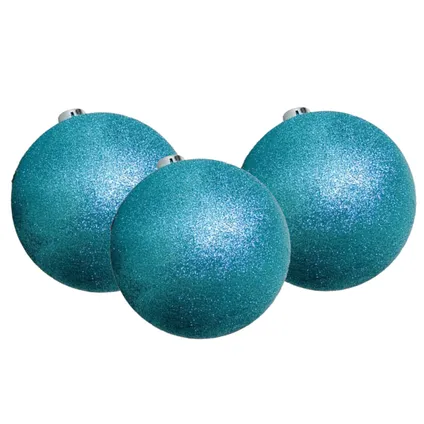 Gerimport Kerstballen - 6 stuks - ijsblauw - kunststof - glitters - D4 cm 3