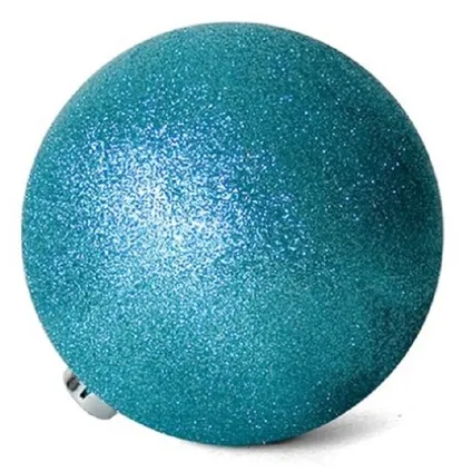 Gerimport Kerstballen - 6 stuks - ijsblauw - kunststof - glitters - D4 cm 4