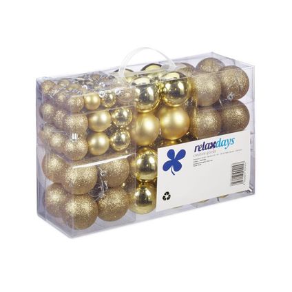 Relaxdays Kerstballen set - 100 stuks - goud - kunststof