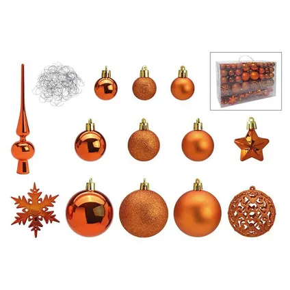 Kerstballen - 110 stuks - met piek - koper - kunststof - 3-6 cm 2