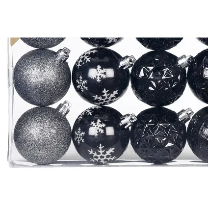Inge Christmas kerstballen - 12x st - zwart - 6 cm - kunststof 2