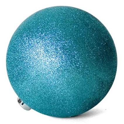 Gerimport Kerstballen - 6 stuks - ijsblauw - kunststof - glitters - D8 cm 2