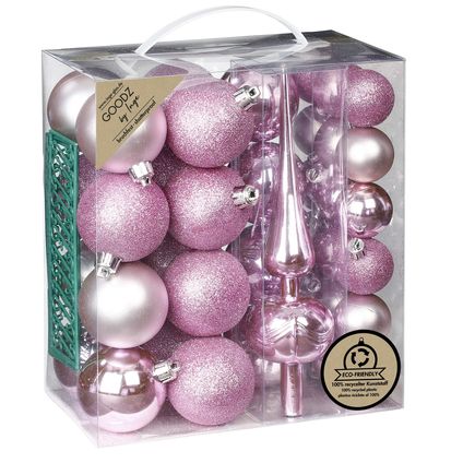 Inge Christmas kerstballen -39-dlg- roze - kunststof - met piek