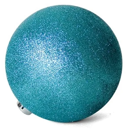 Gerimport Kerstballen - 8 stuks - ijsblauw - kunststof - glitters - D7 cm 4
