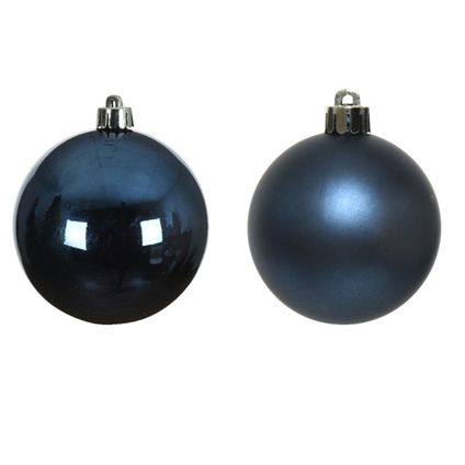 Decoris kleine kerstballen - 16x st - donkerblauw - 4 cm - kunststof