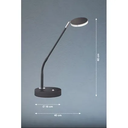 Lampe de table Fischer & Honsel Luna noir chrome 6W 2