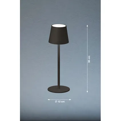Fischer & Honsel draadloze tafellamp Tropea zwart ⌀12cm 2,5W 3
