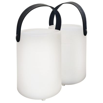 Lampe de table Fischer & Honsel sans fil Ciro blanc ⌀11cm RGB 0,7W 2 pcs