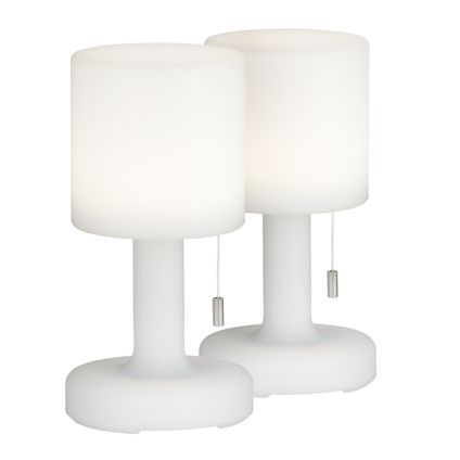 Fischer & Honsel draadloze tafellamp Termoli wit ⌀13cm RGB 1,5W+0,5W 2 stuks